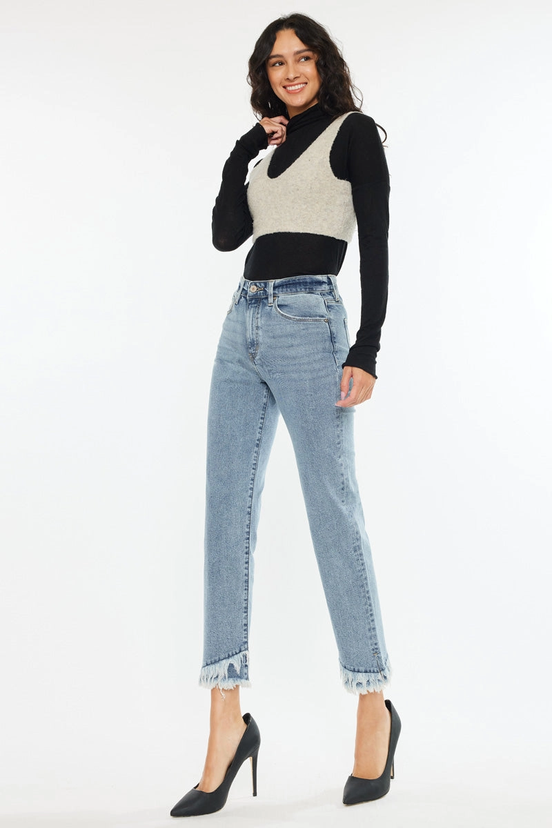 Clover Essentials High Rise Straight Fit Leg Jeans