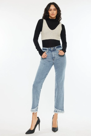 Clover Essentials High Rise Straight Fit Leg Jeans