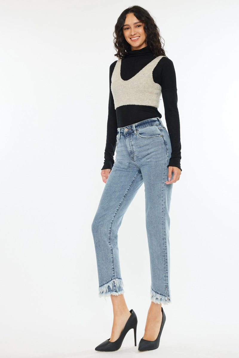 Clover Essentials High Rise Straight Fit Leg Jeans