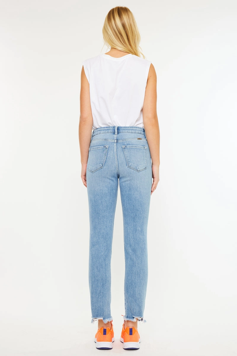 Clover High Rise Slim Straight Fit Leg Jeans