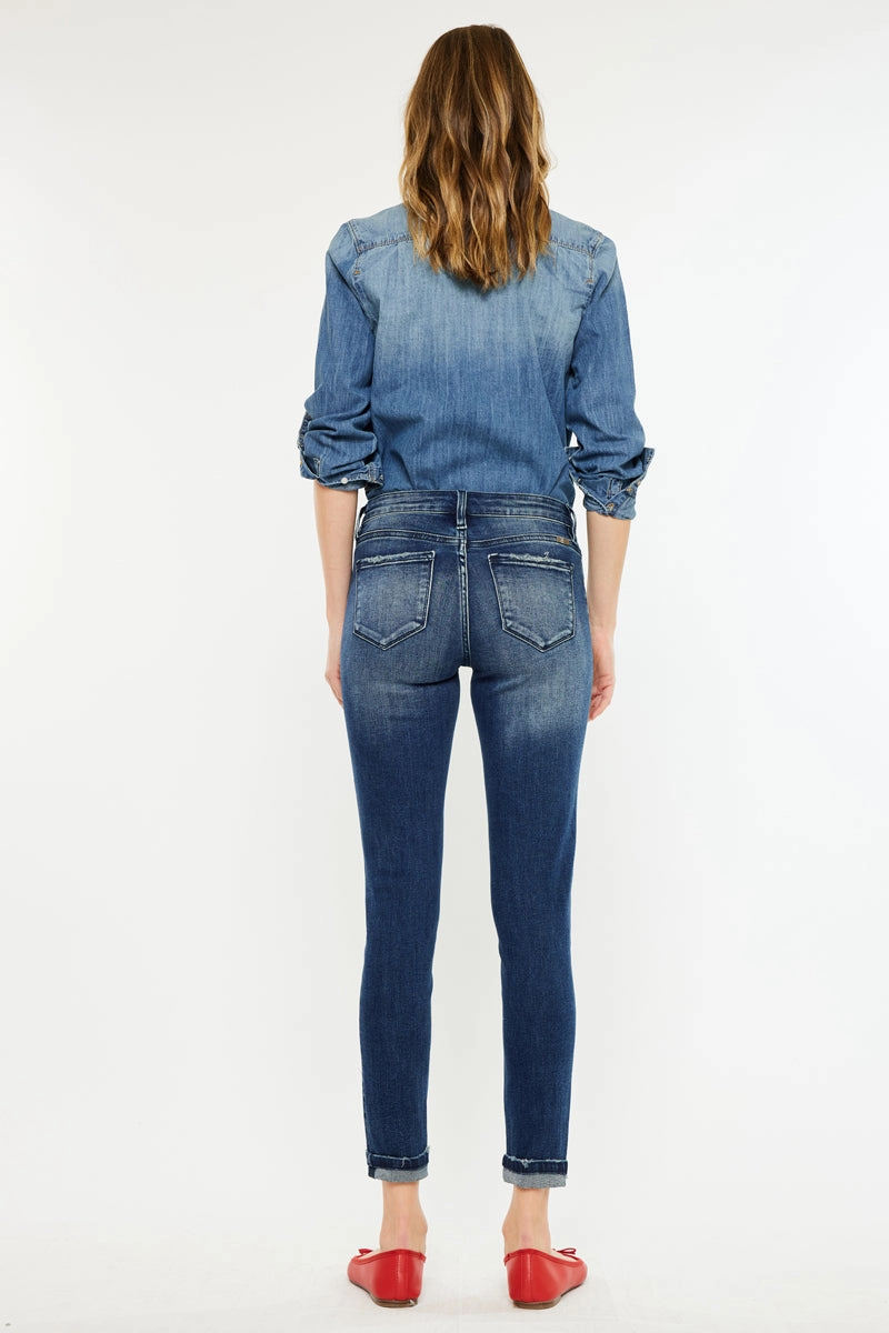 Coco Mid Rise Patched Ankle Skinny Jeans