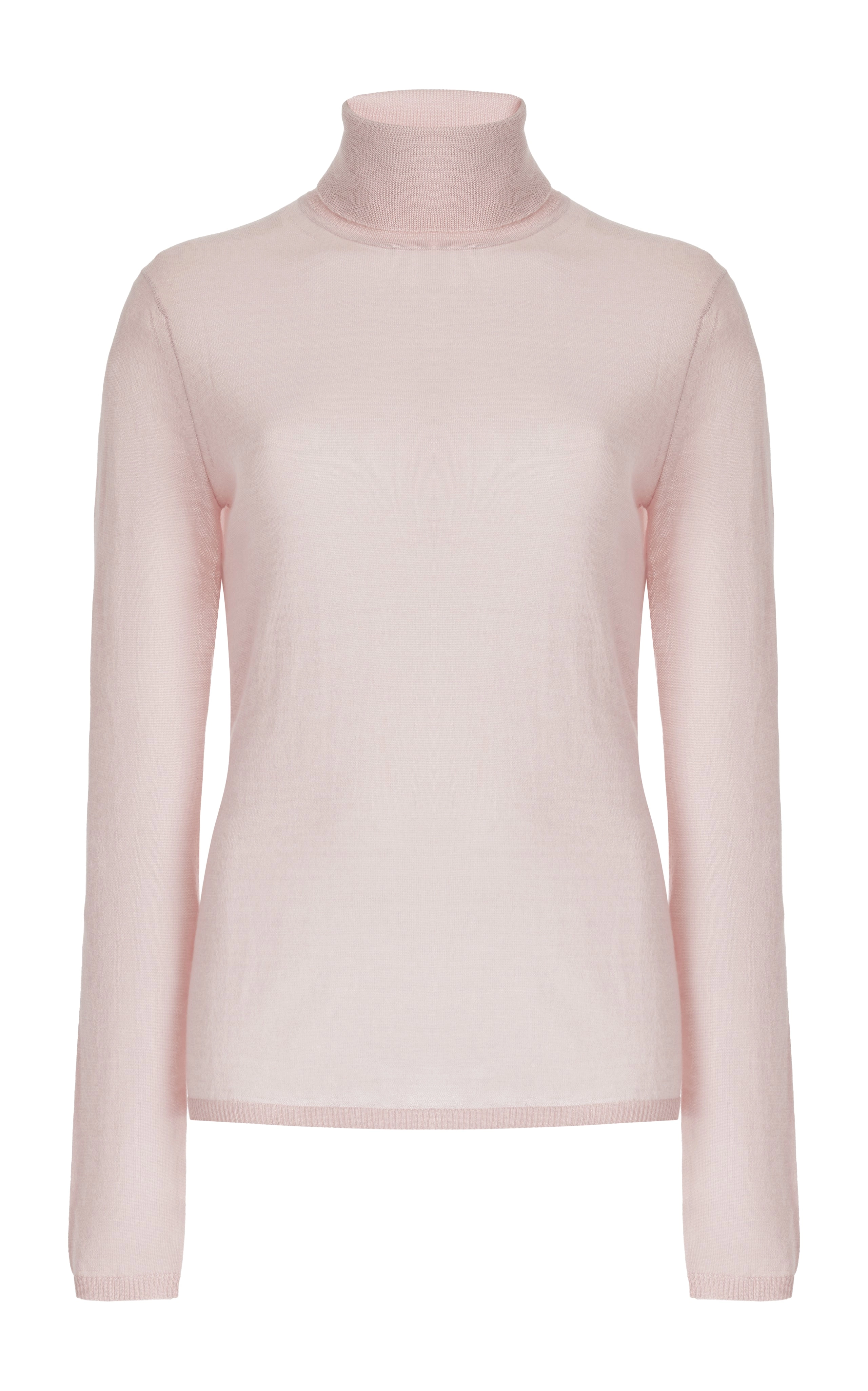 Costa Knit Turtleneck in Blush Cashmere Silk