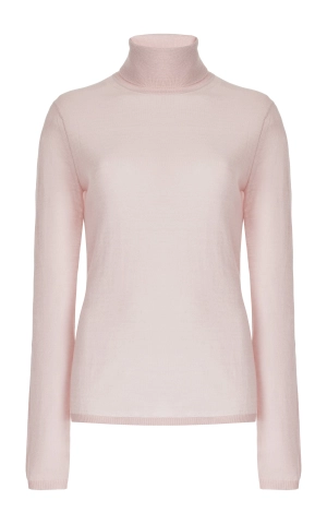 Costa Knit Turtleneck in Blush Cashmere Silk