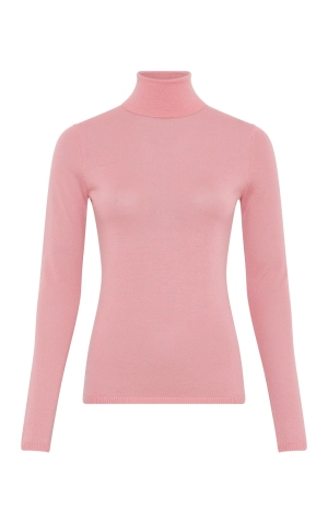 Costa Knit Turtleneck in Rosa Cashmere Silk