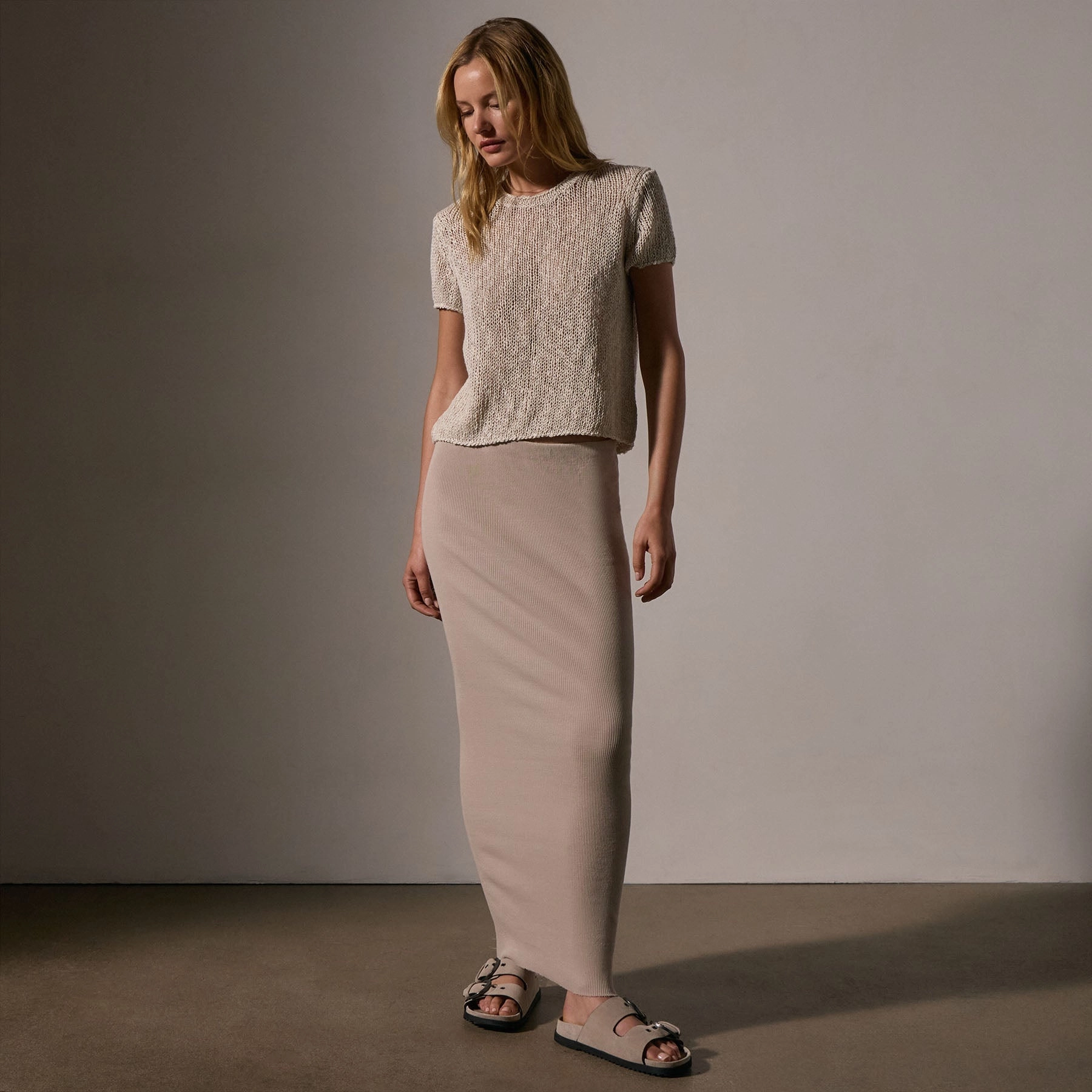 Cotton Linen Knit Crew Neck - Natural