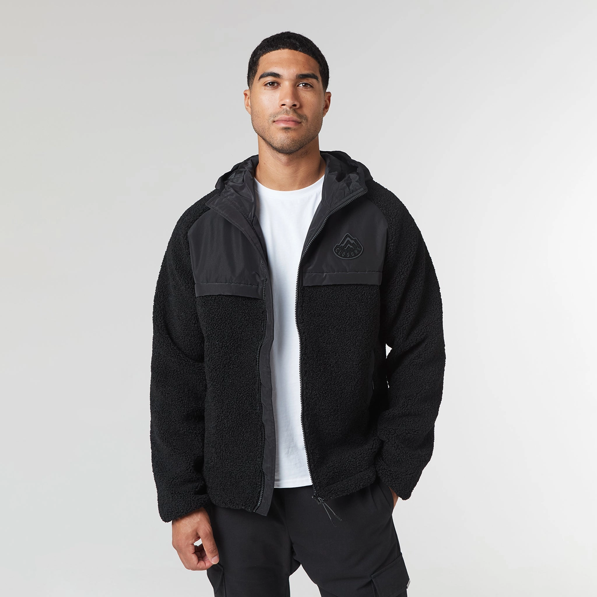 Crinkle Borg Panel Jacket | Black
