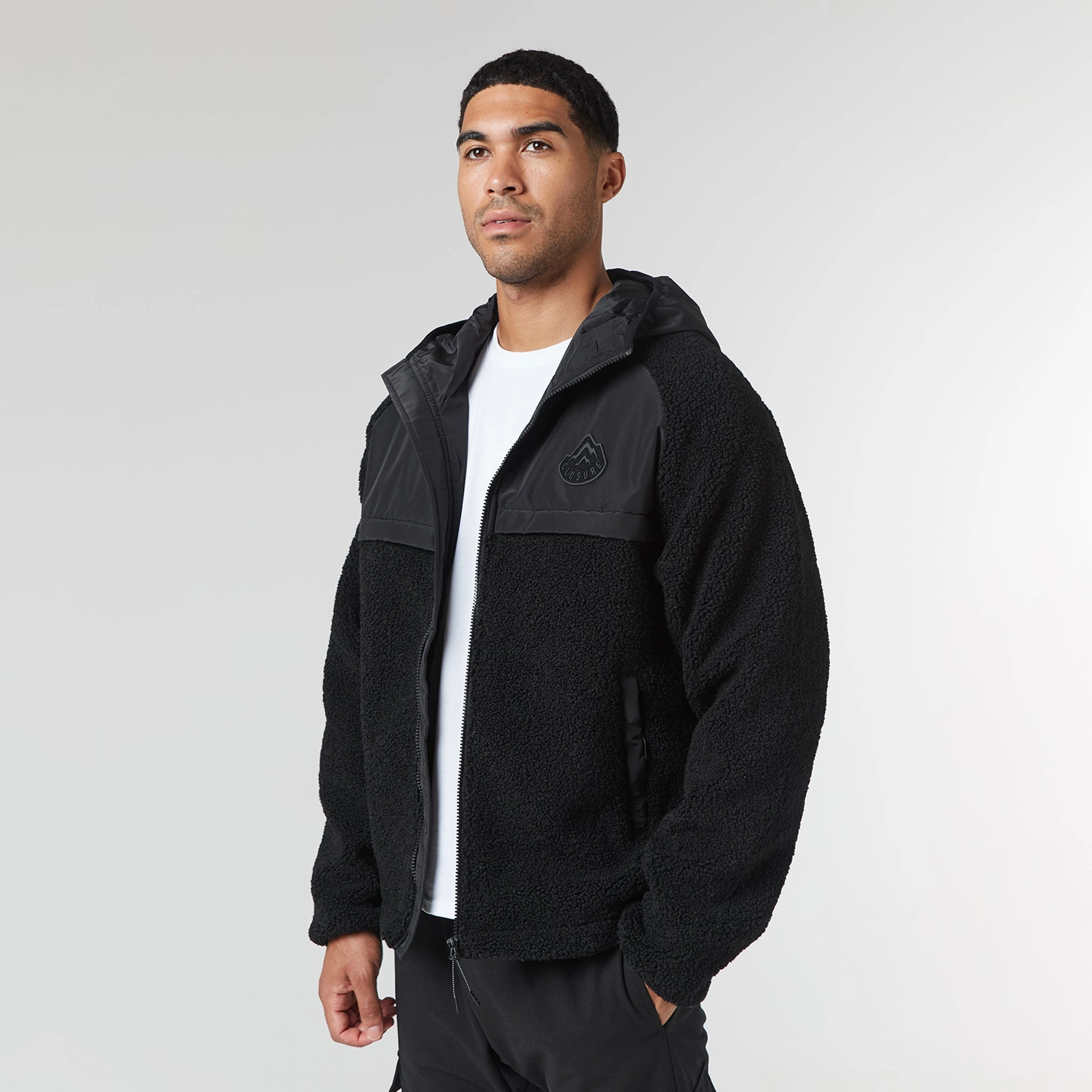 Crinkle Borg Panel Jacket | Black