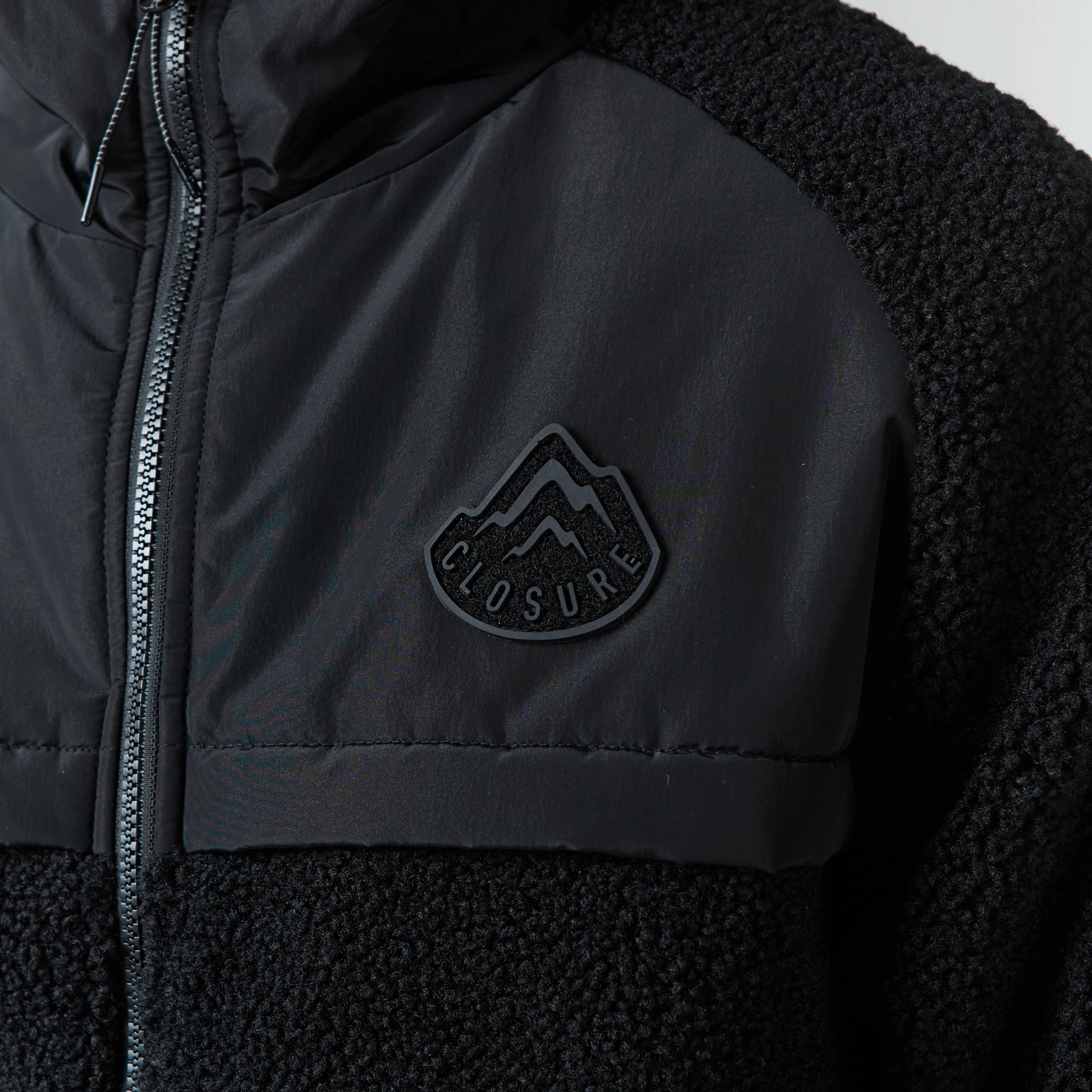 Crinkle Borg Panel Jacket | Black