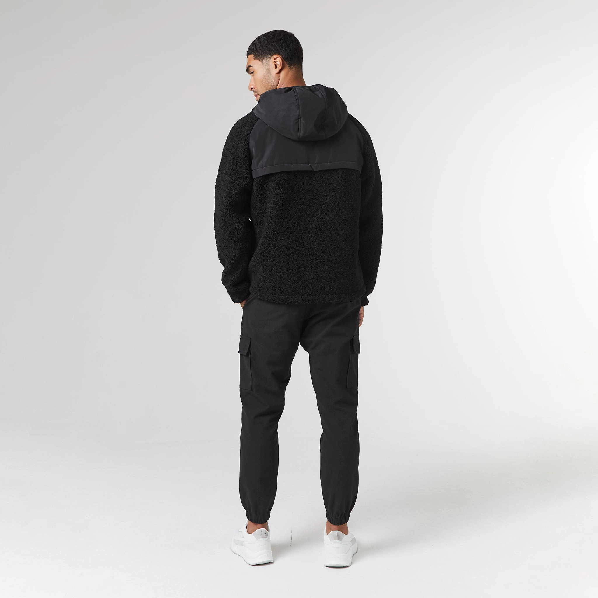 Crinkle Borg Panel Jacket | Black