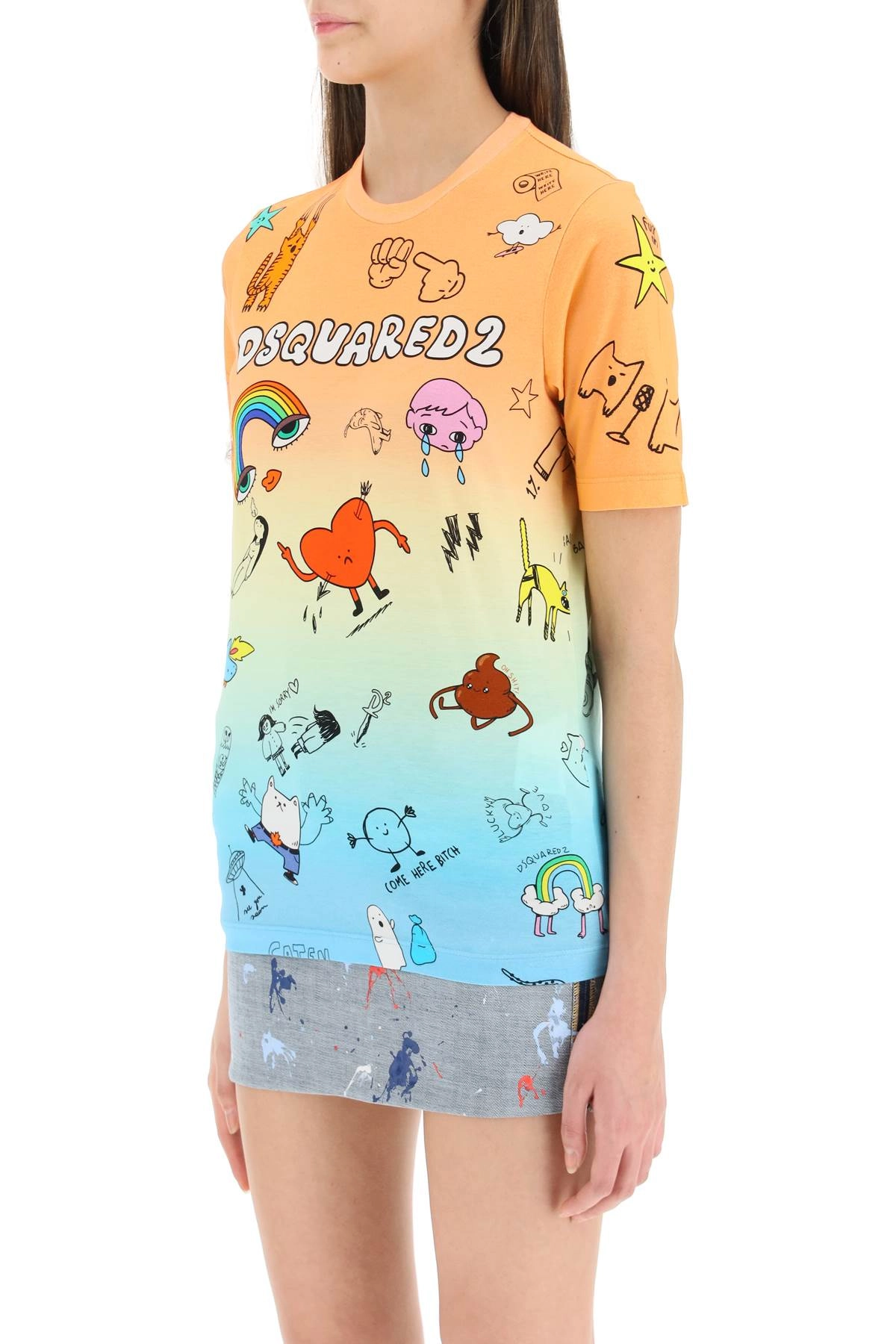 Dsquared2 Allover Graphic Print Gradient T-Shirt