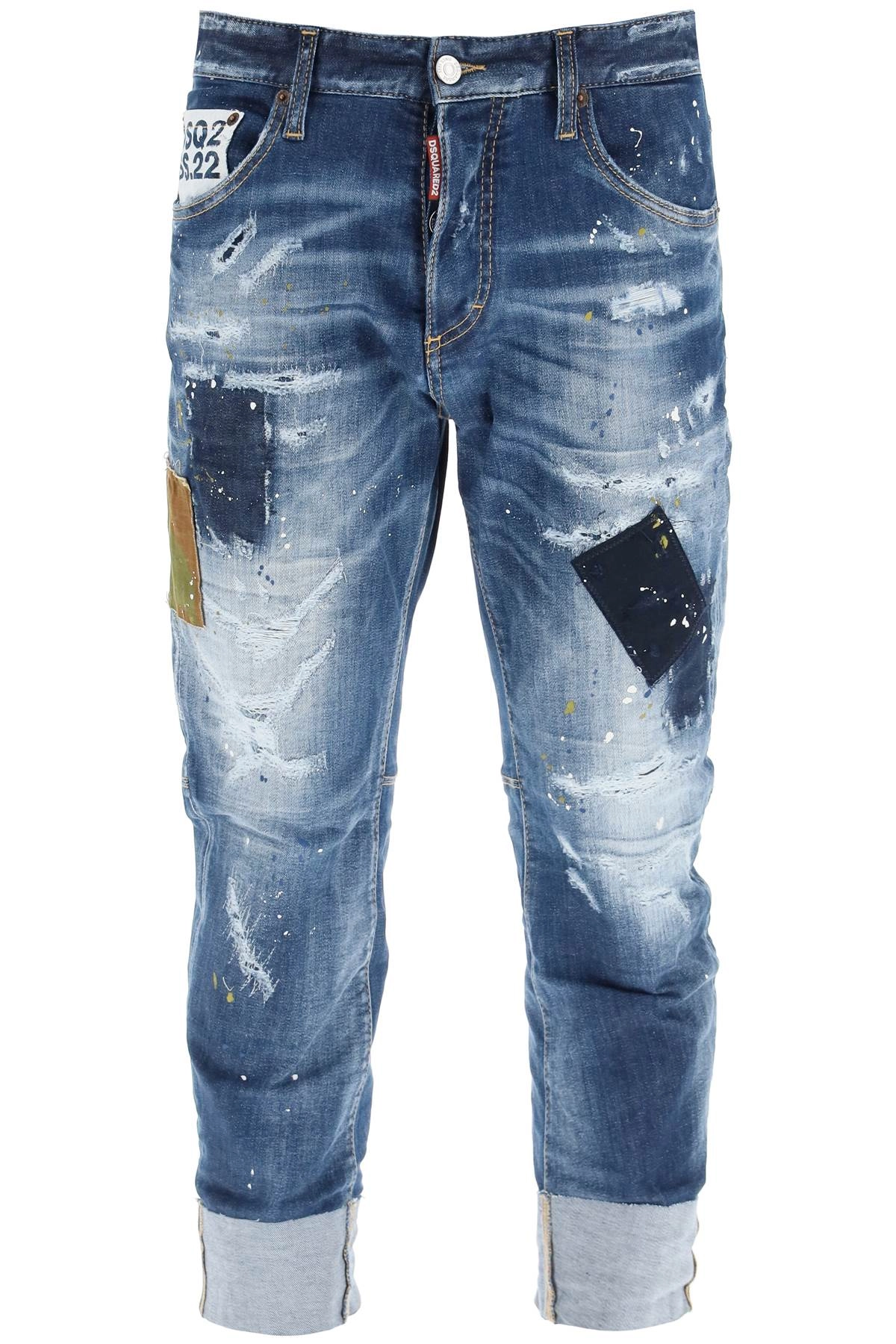 Dsquared2 Distressed Effect Logo Detailed Cropped Jeans