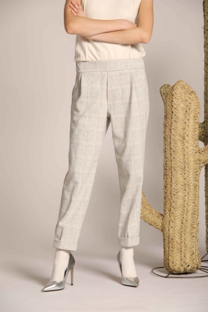 Easy Jogger women's chino pants in jersey with a houndstooth design relaxed fit