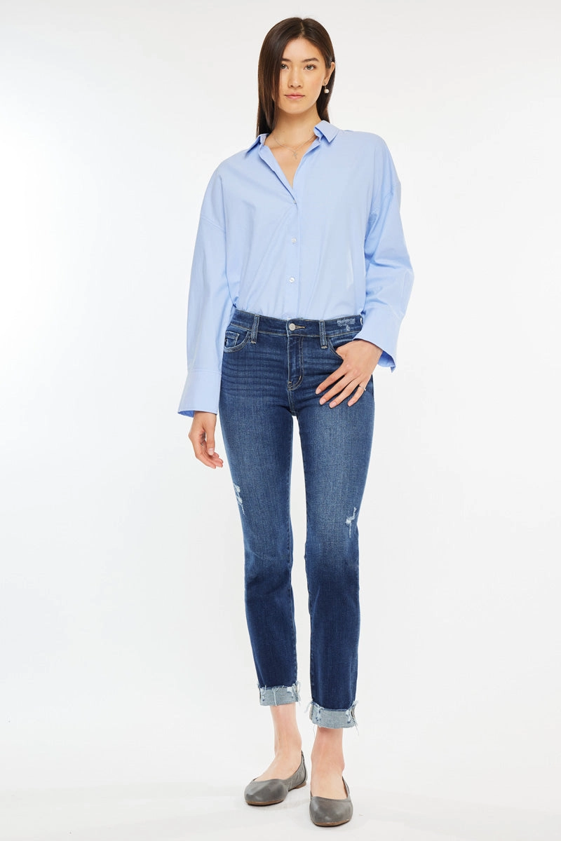 Emely Essentials Mid Rise Slim Straight Leg Jeans