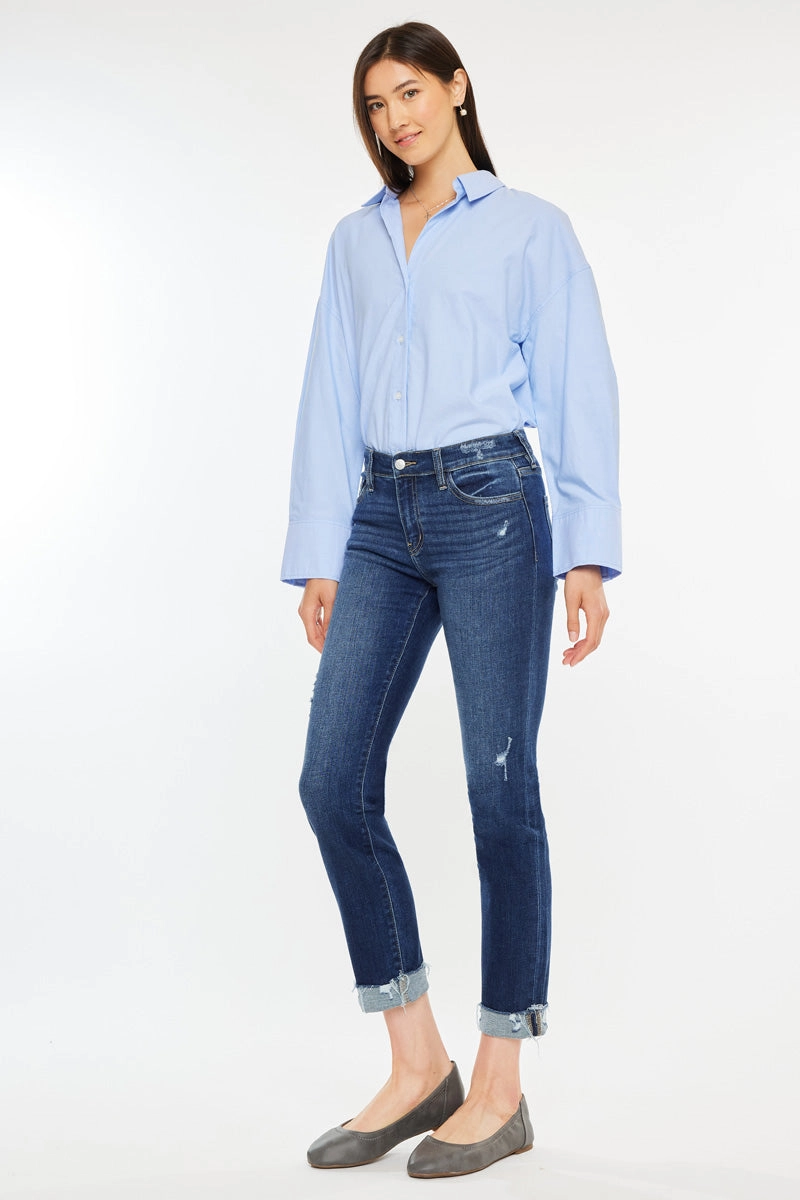 Emely Essentials Mid Rise Slim Straight Leg Jeans
