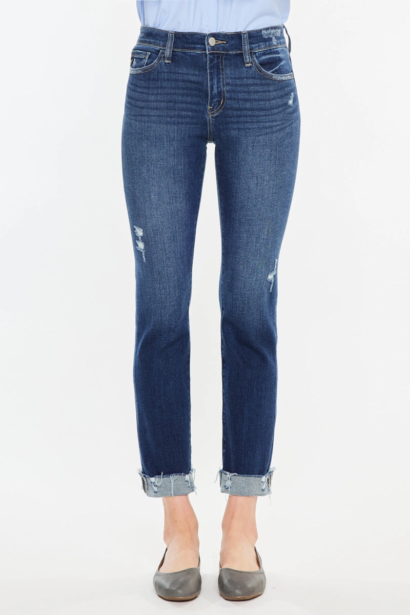 Emely Essentials Mid Rise Slim Straight Leg Jeans