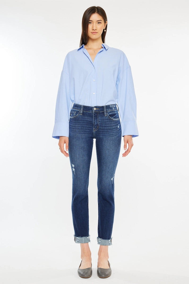 Emely Essentials Mid Rise Slim Straight Leg Jeans