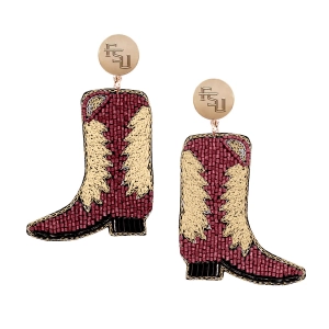 Emerson Street Stacked FSU Charm Beaded Cowboy Boot Earrings