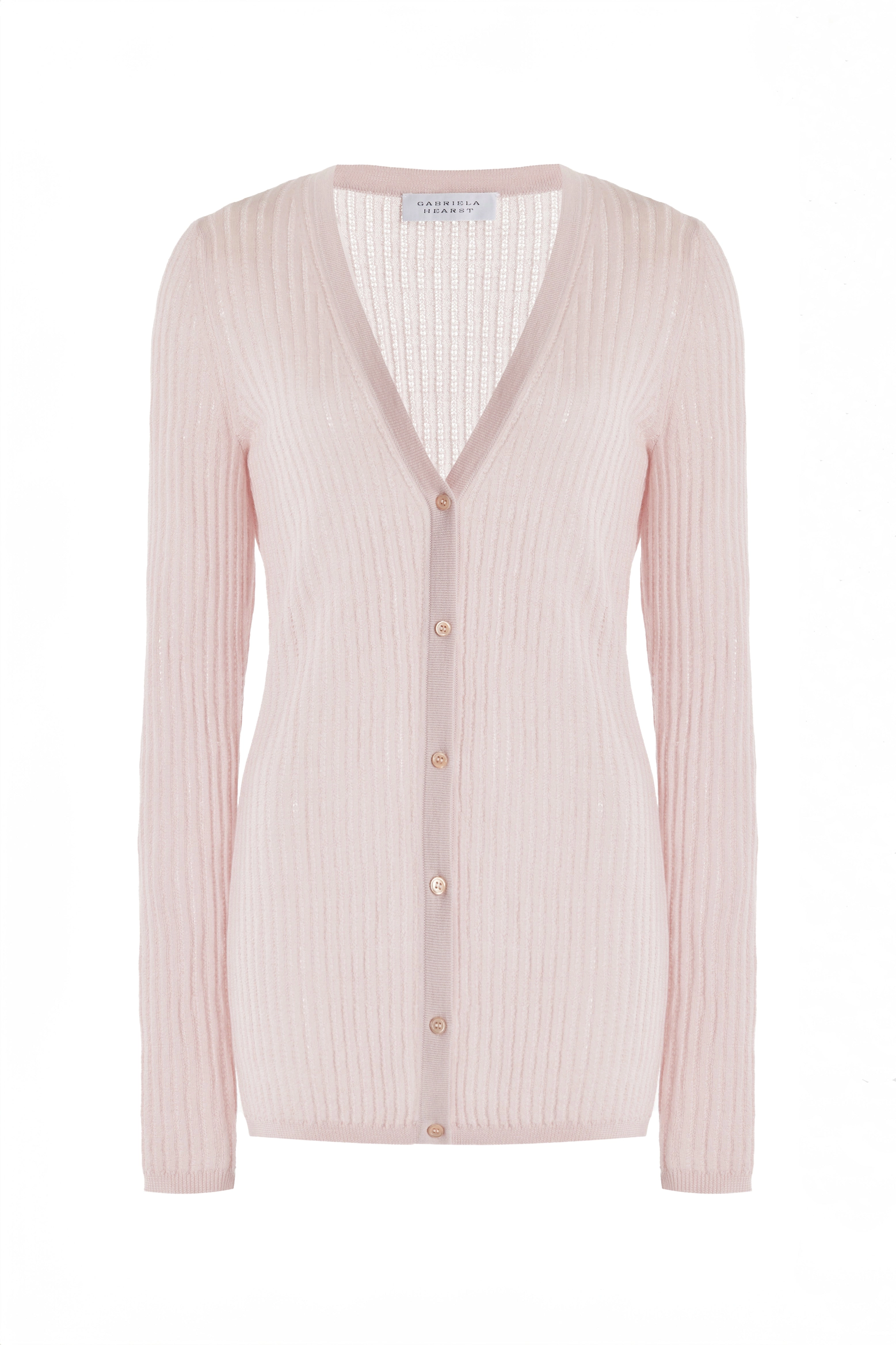 Emma Pointelle Knit Cardigan in Blush Cashmere Silk