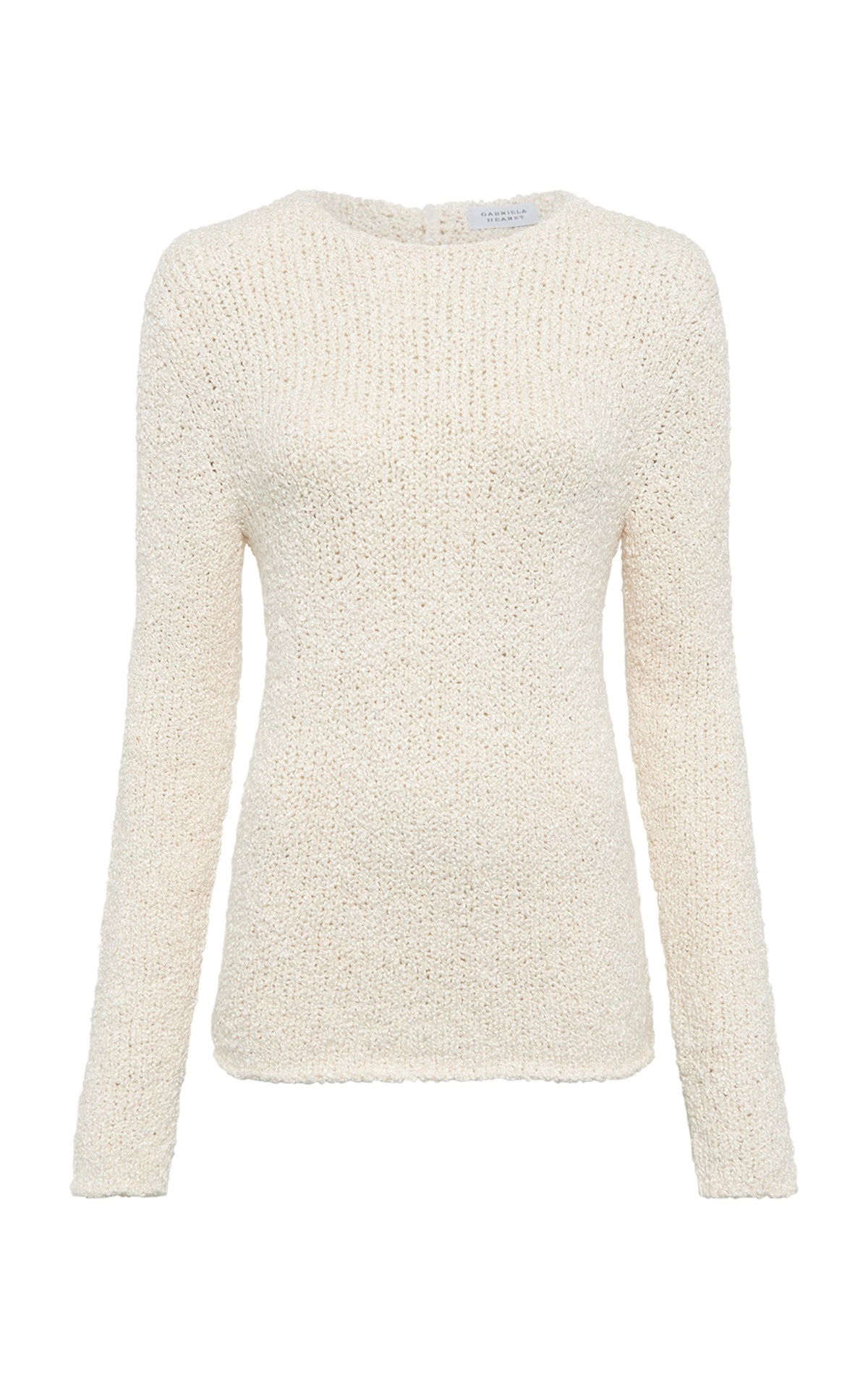 Evaki Knit Sweater in Ivory Silk Boucle
