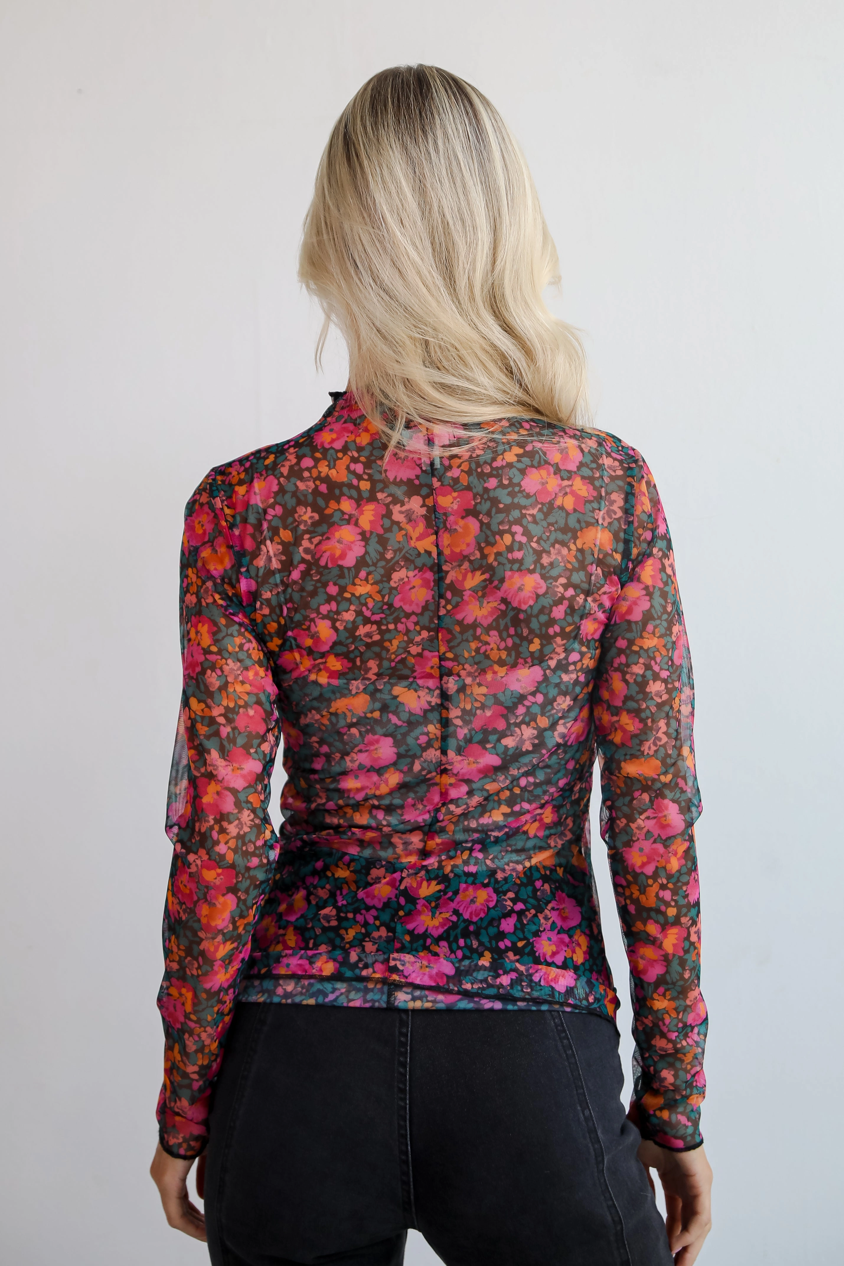 FINAL SALE - Darling Flourish Floral Mesh Top