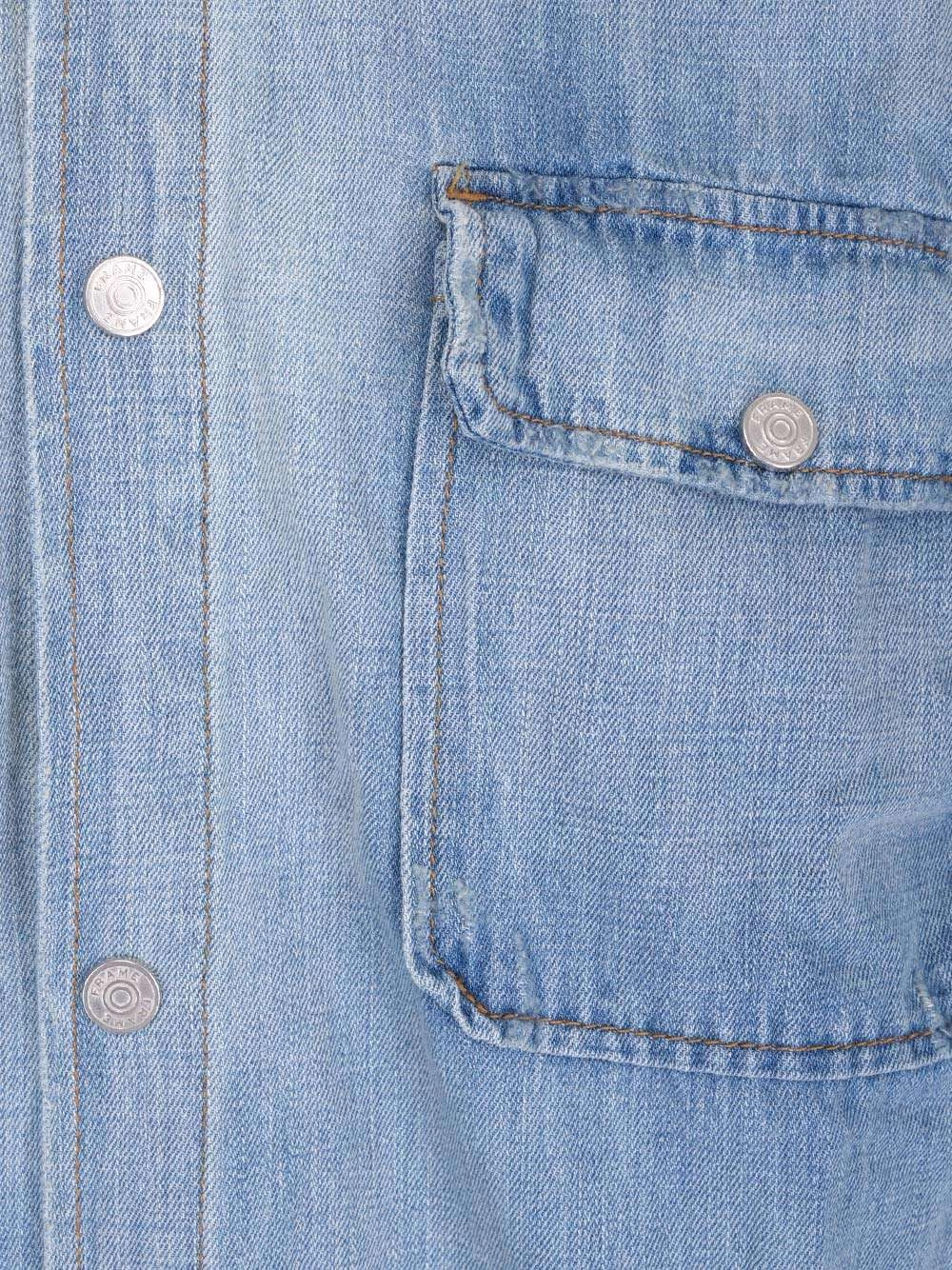 Frame Buttoned Long-Sleeved Denim Shirt