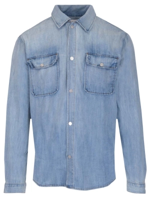 Frame Buttoned Long-Sleeved Denim Shirt