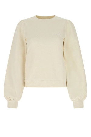 Ganni Crewneck Puff-Sleeved Sweatshirt