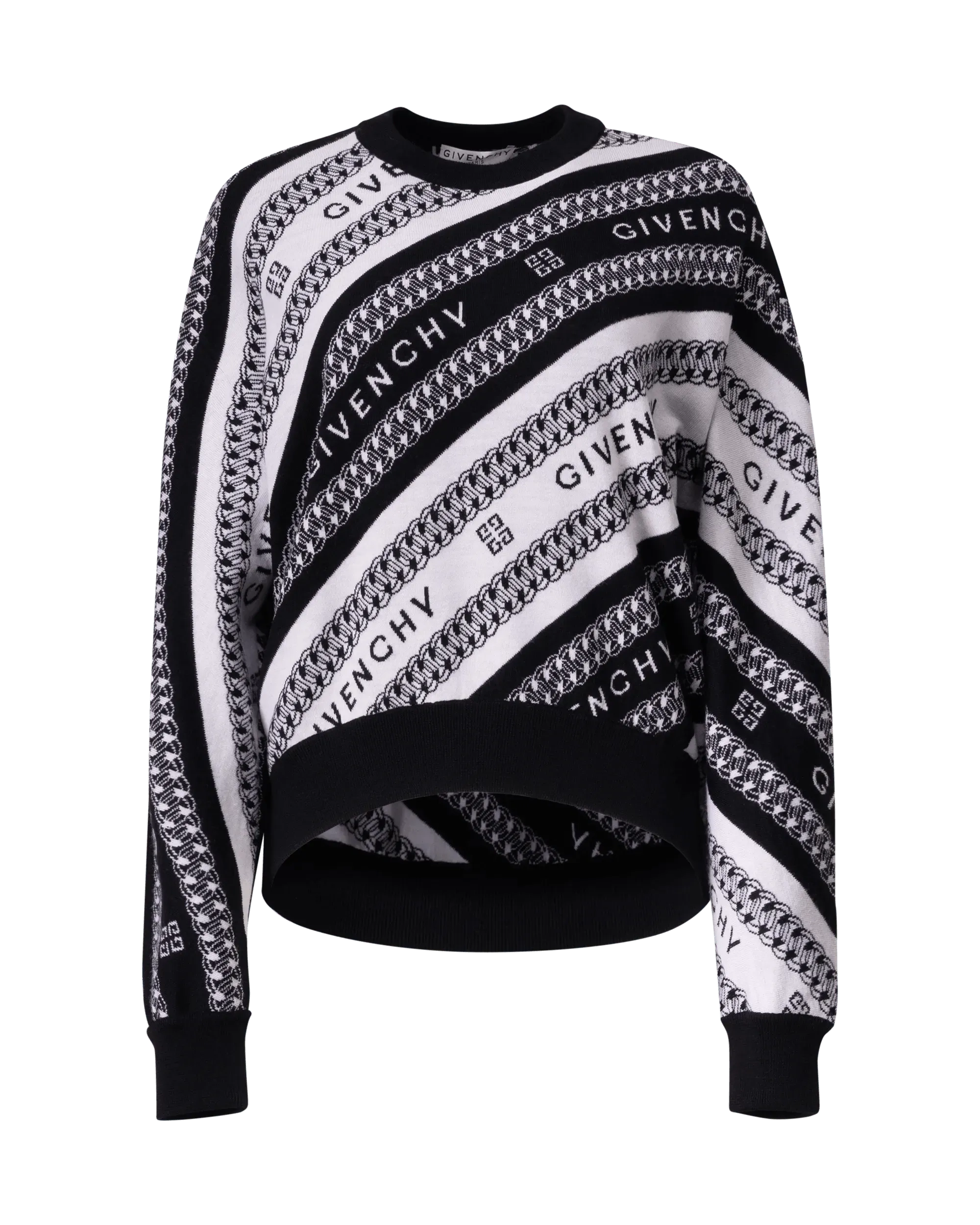 Graphic Chain & Logo Crewneck Sweater