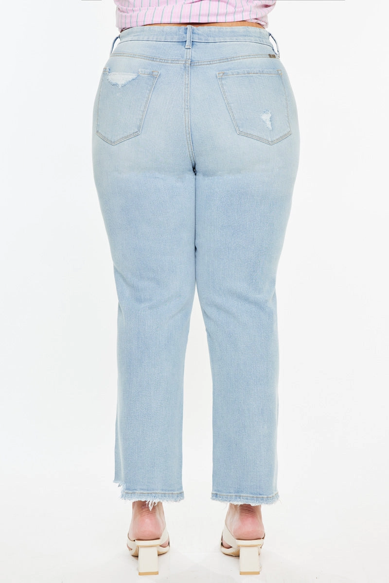Hailey High Rise Cropped Straight Leg Jeans (Plus)