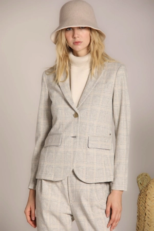Helena women's blazer in jersey with a houndstooth design