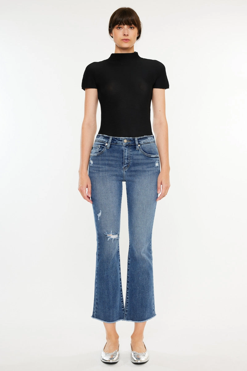Honey Essentials High Rise Cropped Bootcut Jeans