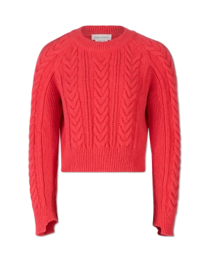 Intarsia Rib Crewneck Cropped Sweater