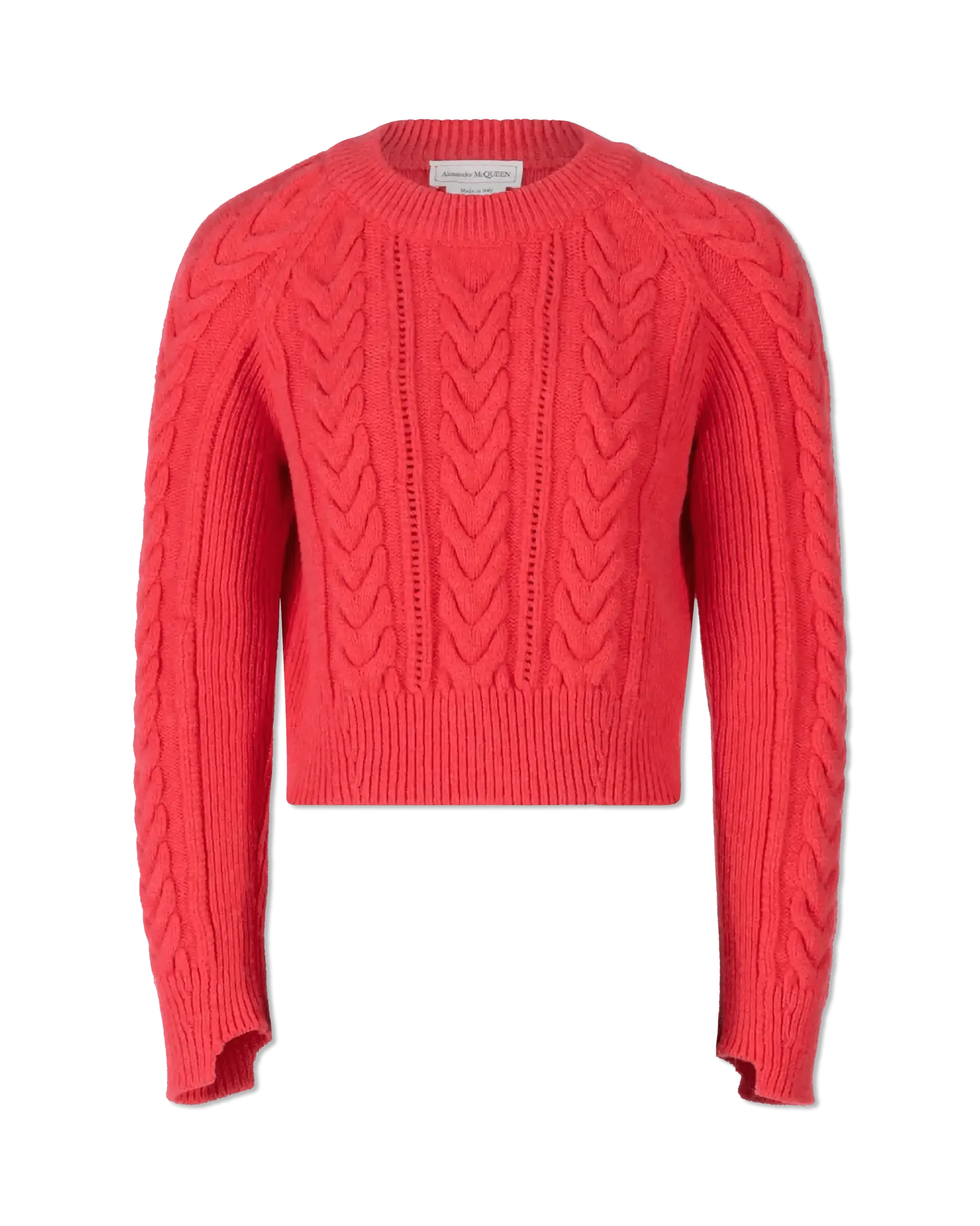 Intarsia Rib Crewneck Cropped Sweater