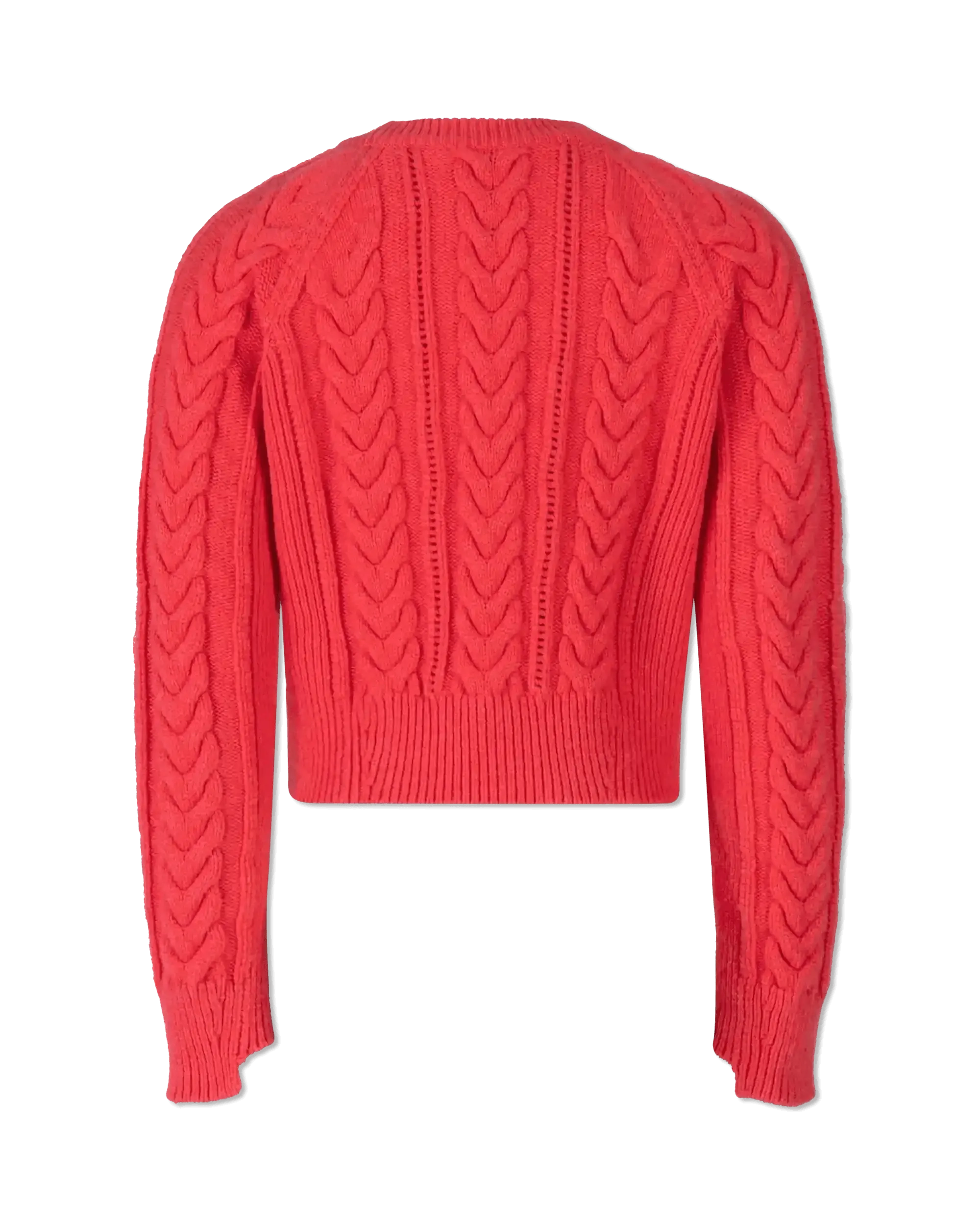 Intarsia Rib Crewneck Cropped Sweater