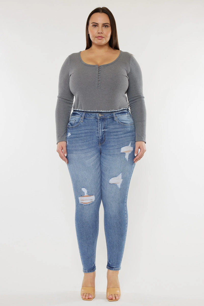 Ivory High Rise Super Skinny Jeans (Plus Size)