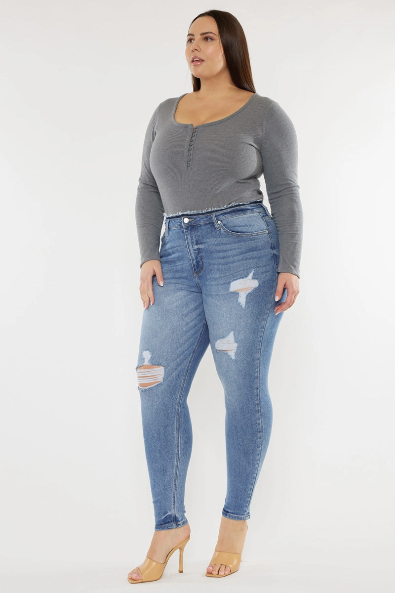 Ivory High Rise Super Skinny Jeans (Plus Size)