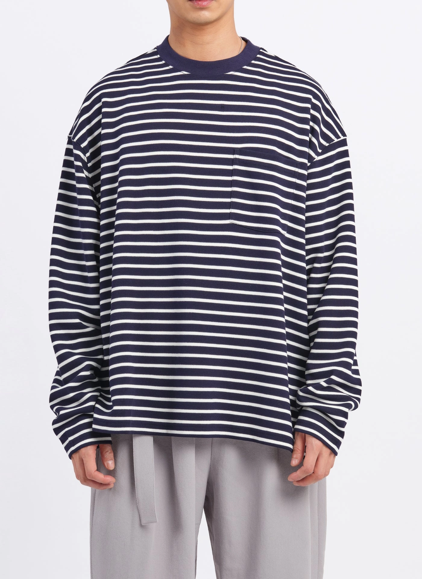 Jacquard Long Sleeves Border Top (T-06)