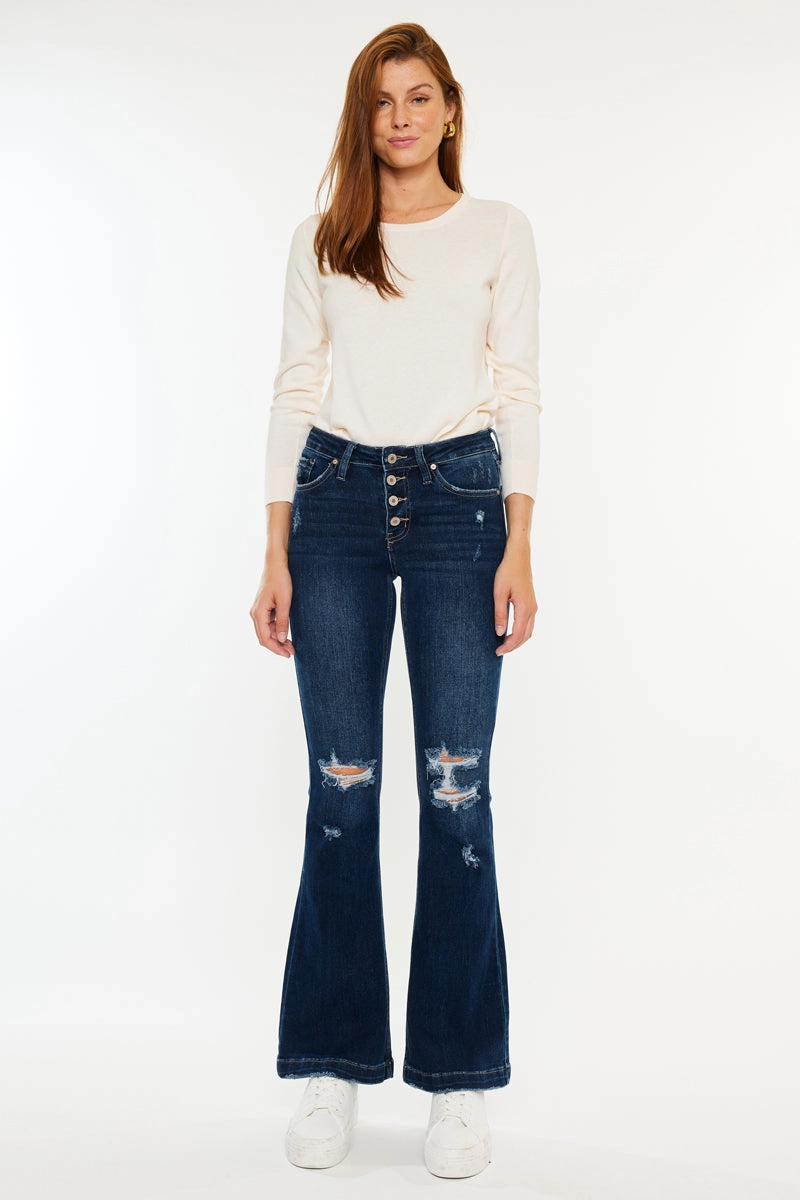 Jaden Mid Rise Flare Jeans (Petite)