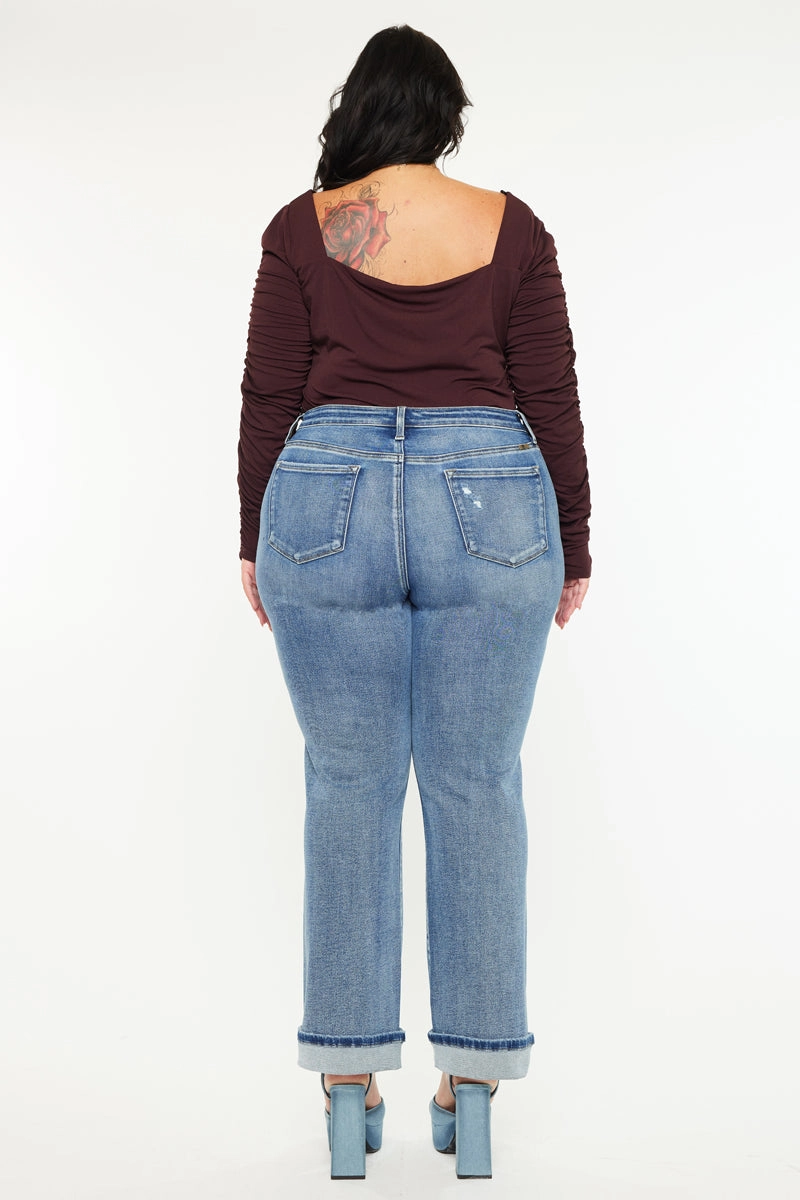 Jailen Essentials Mid Rise True Straight Leg Jeans (Plus Size)