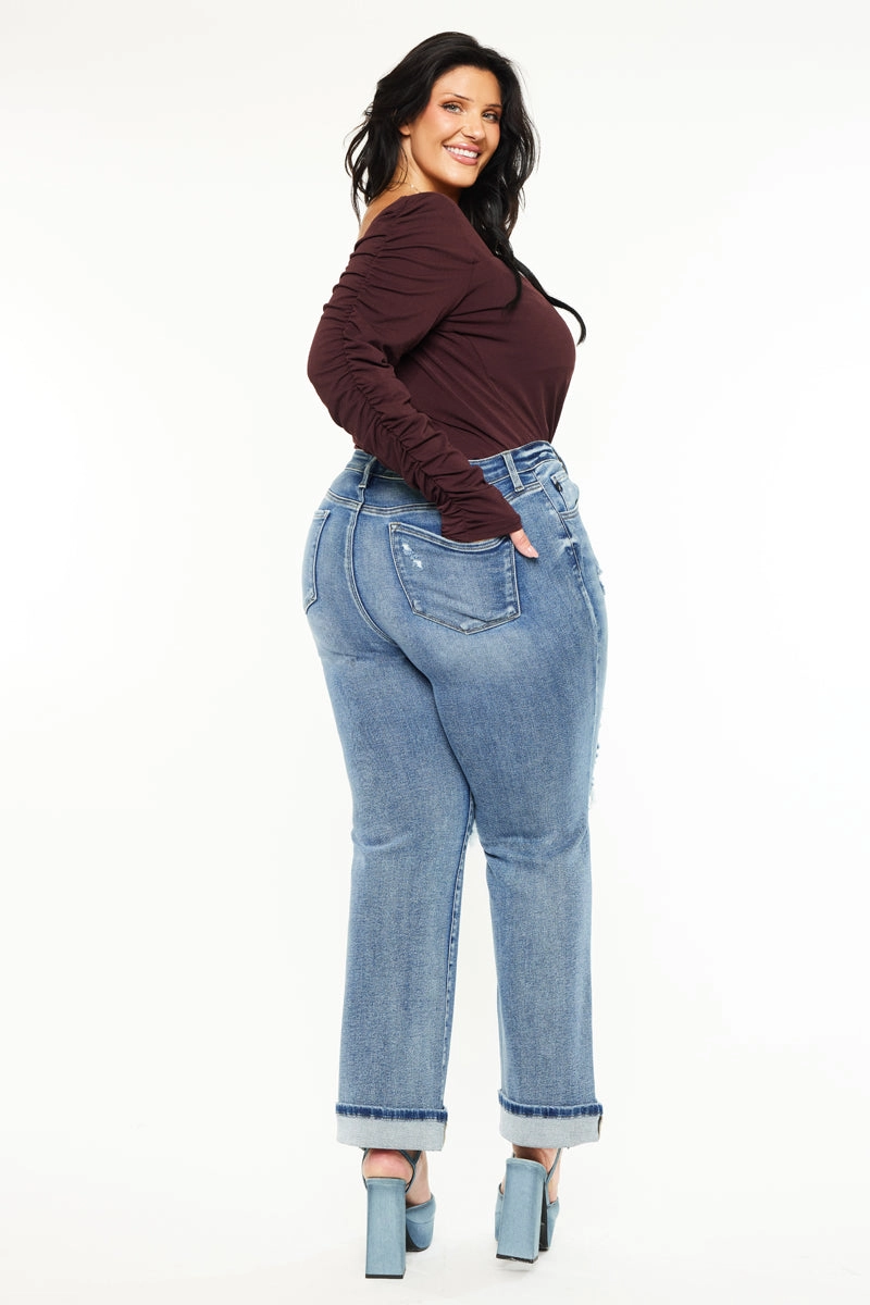 Jailen Essentials Mid Rise True Straight Leg Jeans (Plus Size)
