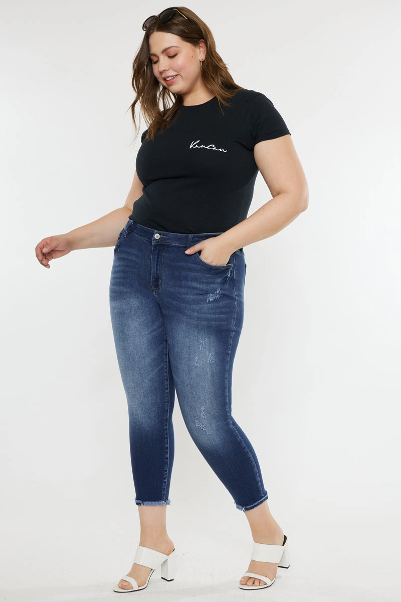 Jewels Mid Rise Ankle Skinny Jeans (Plus Size)