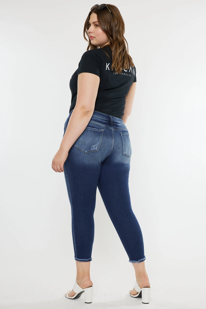 Jewels Mid Rise Ankle Skinny Jeans (Plus Size)