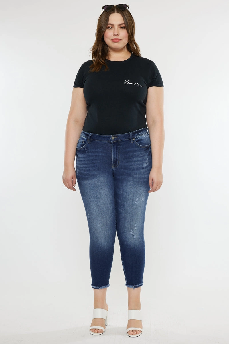 Jewels Mid Rise Ankle Skinny Jeans (Plus Size)
