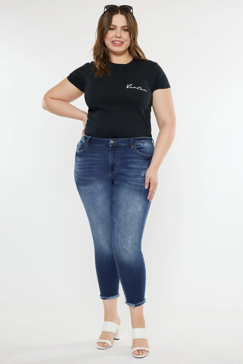 Jewels Mid Rise Ankle Skinny Jeans (Plus Size)