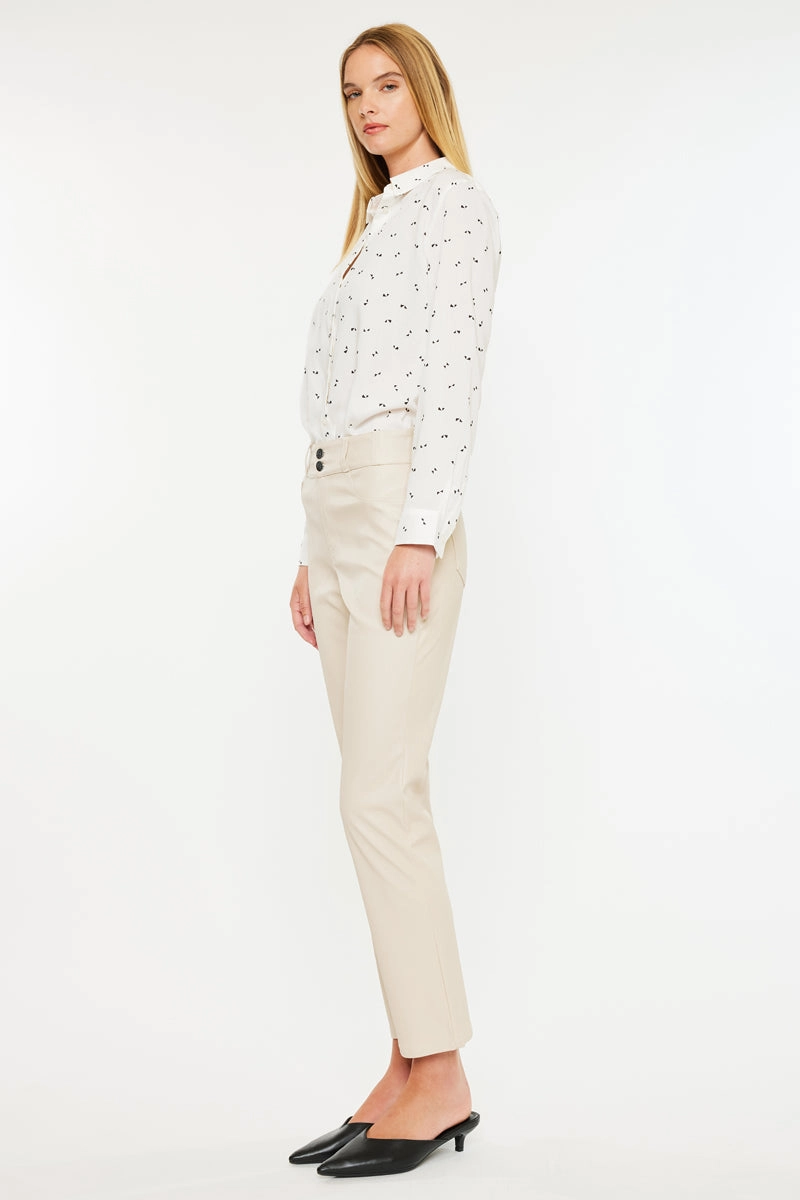 Judith High Rise Faux Leather Skinny Straight Leg  Jeans