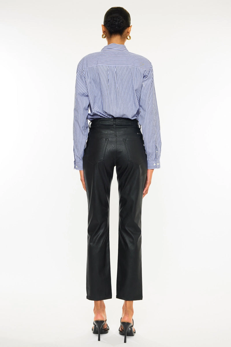 Judith High Rise Faux Leather Skinny Straight Leg  Jeans