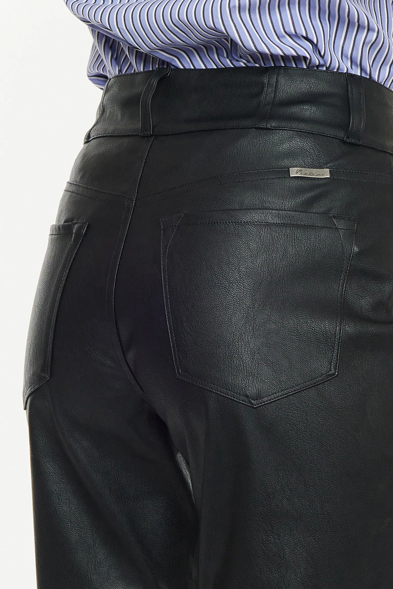 Judith High Rise Faux Leather Skinny Straight Leg  Jeans