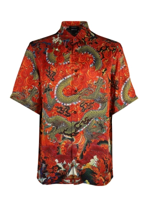 Just Cavalli Dragon Print Short-Sleeved Shirt