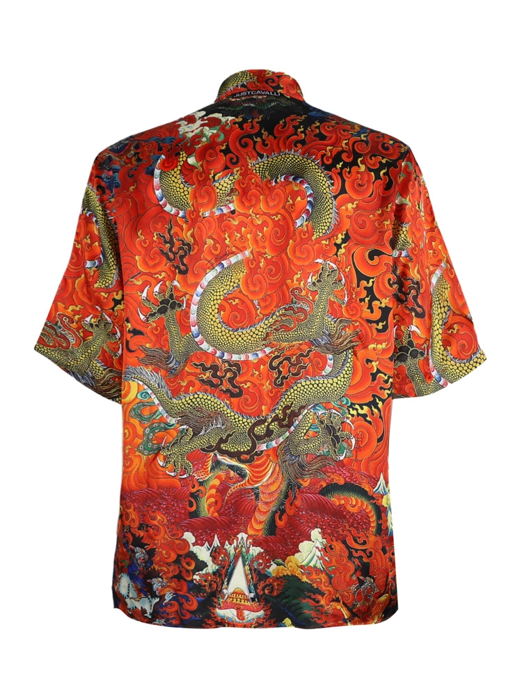 Just Cavalli Dragon Print Short-Sleeved Shirt