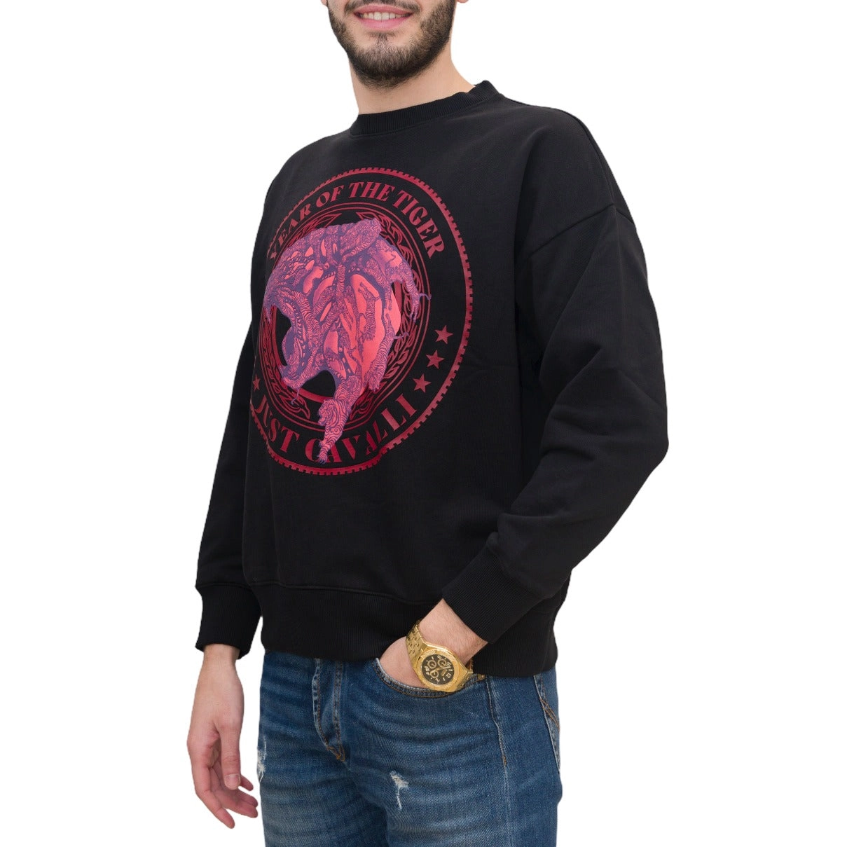 Just Cavalli Graphic Printed Crewneck Sweatshirt